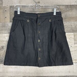 Very J Women's‎ Black Button Down Mini Skirt Size M Pockets 100% Cotton